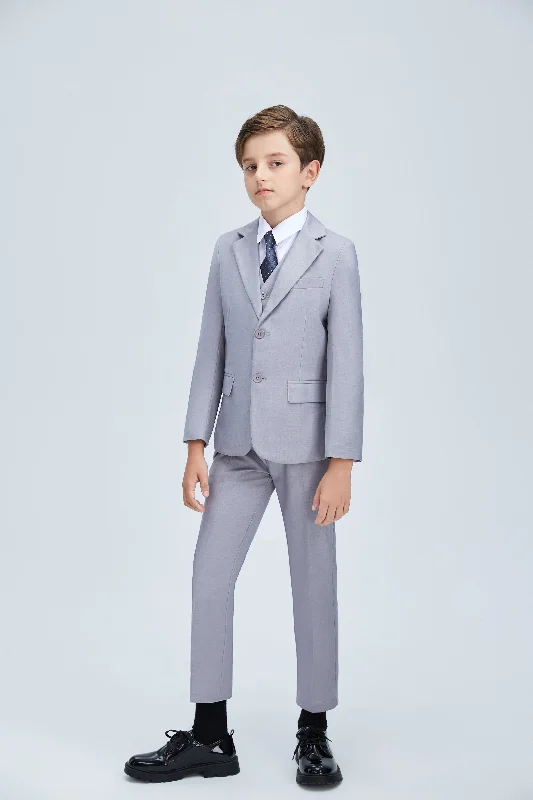 Men's grey suit -Light Grey Formal Classic Suits Set 5 Piece Boys Suits