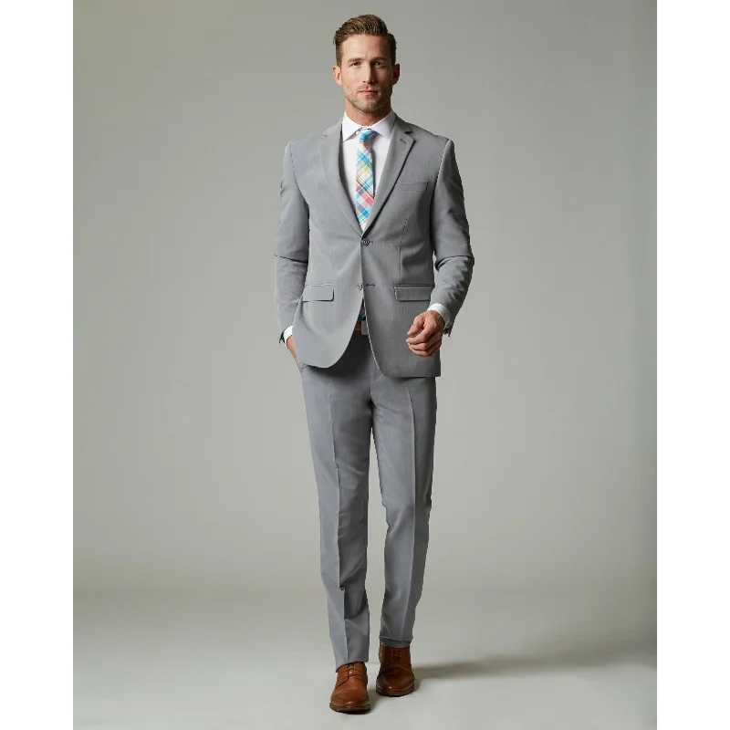 Men's embroidered jacket suit -Light Grey Tempo Stretch Slim Fit Suit