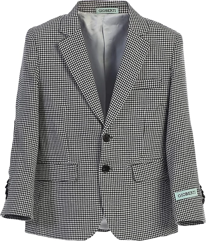 Men's suit for dinner party -Light Weight Houndstooth Blazer Jacket Toddler Kids Boys -Black