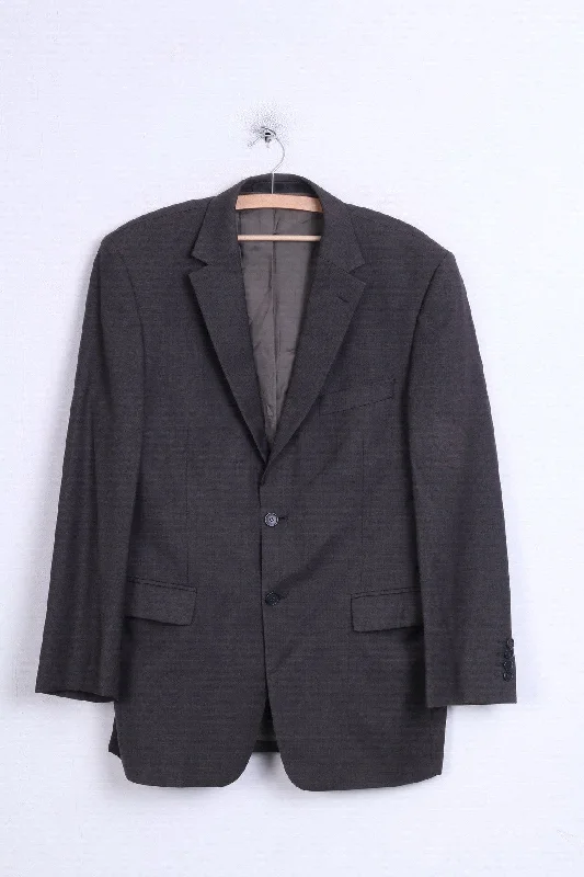 Men's suit with cufflinks -Marks&Spencer Mens 40'' M Blazer Jacket Grey Single Breasted Wool