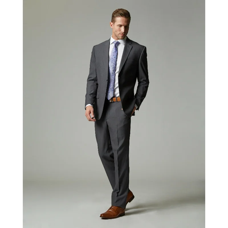 Men's unique wedding suit -Medium Grey Tour Stretch Modern Fit Suit