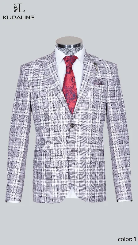 Stylish blue suit for men -GREY SILK BLAZER