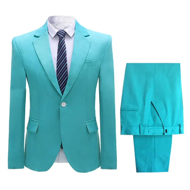 Men's plaid tuxedo suit -YFFUSHI Men's 2 Piece Suit One Button Closure Solid Color Suit Set Green