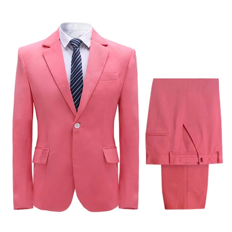 Men's wedding suit with waistcoat -YFFUSHI Men's 2 Piece Suit One Button Closure Solid Color Suit Set Red