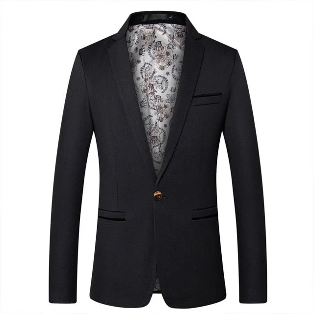 Men's wedding black tie suit -Men's British Style Casual Slim Fit Suit Jacket