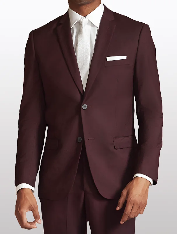 Men's casual suit jacket -Men's Burgundy Suit Jacket