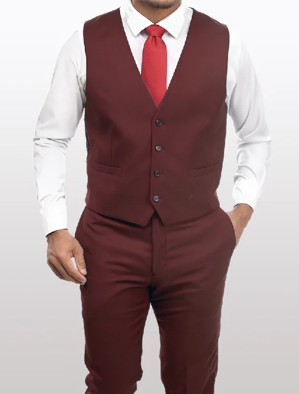 Men's suit for birthday -Men's Burgundy Suit Vest