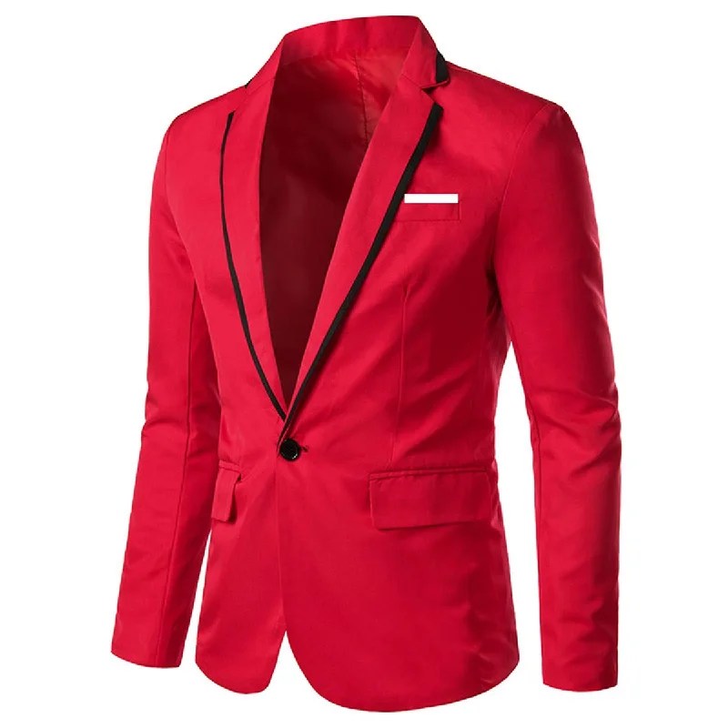 Men's premium suit collection -YFFUSHI Men's Casual Suit Jacket 1 Button Slim Fit Business Solid Blazer Coat Red