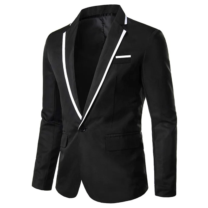 Men's breathable wool suit -YFFUSHI Men's Casual Suit Jacket 1 Button Slim Fit Business Solid Blazer Coat Black