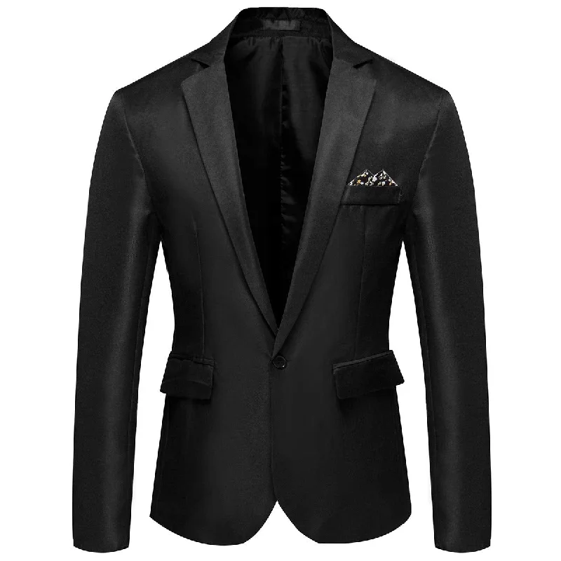 Best men's suits for evening -YFFUSHI Men's Casual Slim Fit One Button Notched Lapel Lightweight Blazer Black