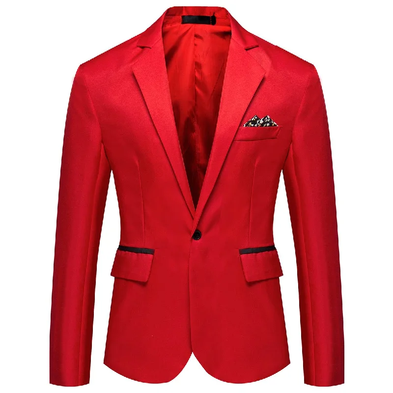 Men's wedding suit with waistcoat -YFFUSHI Men's Casual Slim Fit One Button Notched Lapel Lightweight Blazer Red