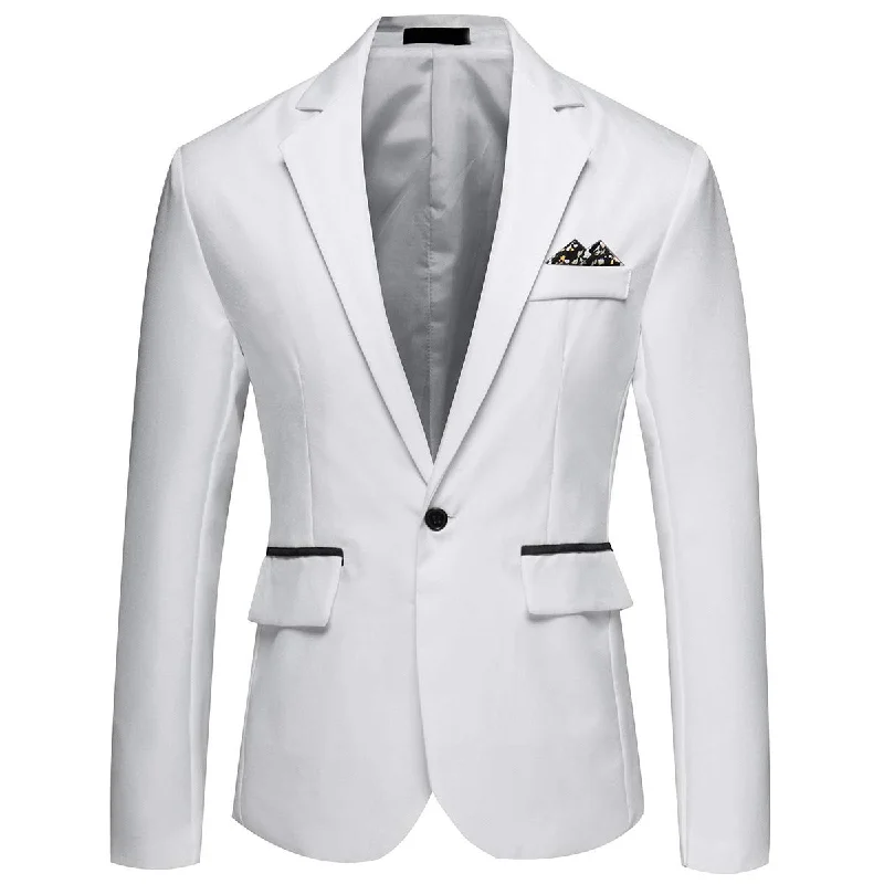 Men's summer tuxedo -YFFUSHI Men's Casual Slim Fit One Button Notched Lapel Lightweight Blazer White