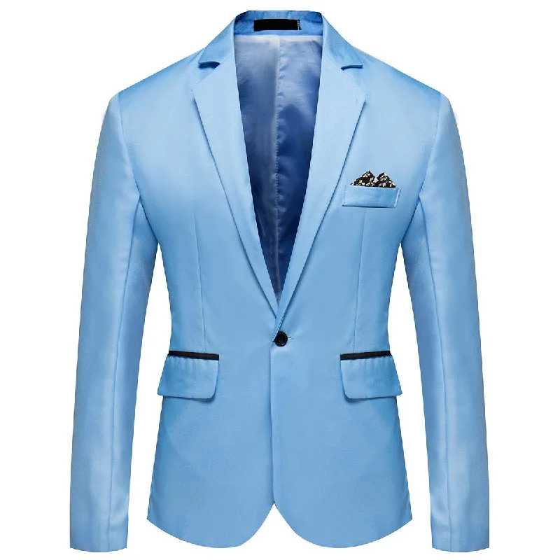 Men's formal brown tuxedo -YFFUSHI Men's Casual Slim Fit One Button Notched Lapel Lightweight Blazer Light Blue