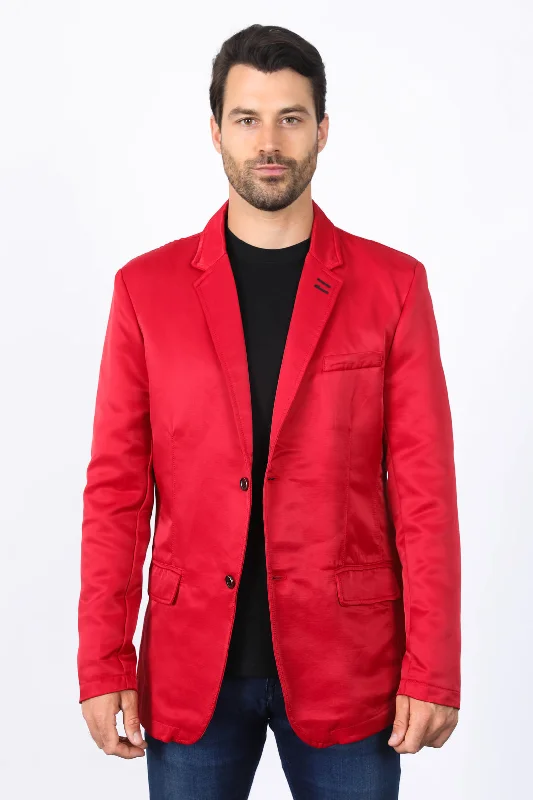 Men's modern fit suit jacket -Men's Double Button Red Blazer