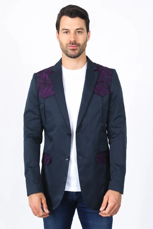 Men's modern wedding suit -Mens Embroidery Fashion Blazer