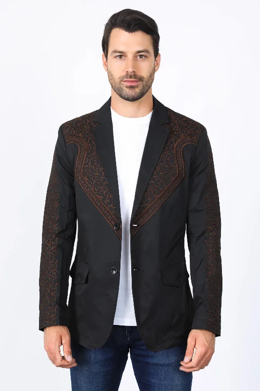 Men's green suit -Mens Embroidery Fashion Blazer