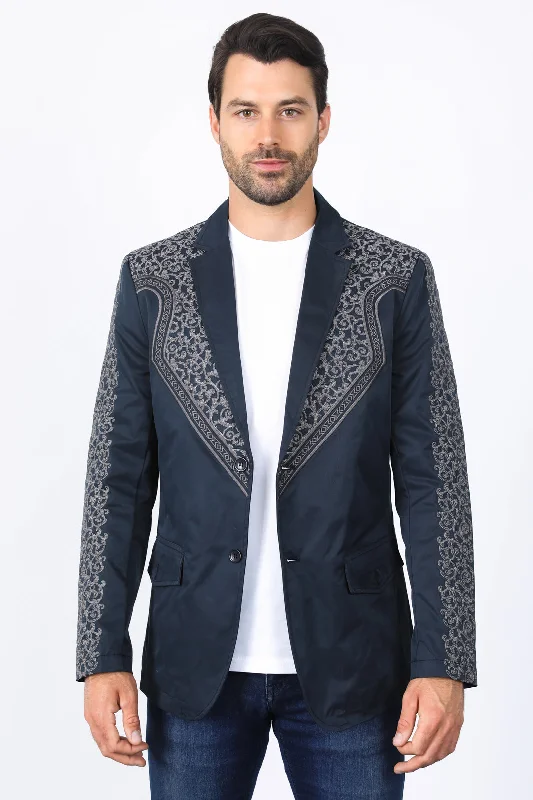 Men's winter business suits -Mens Embroidery Fashion Blazer