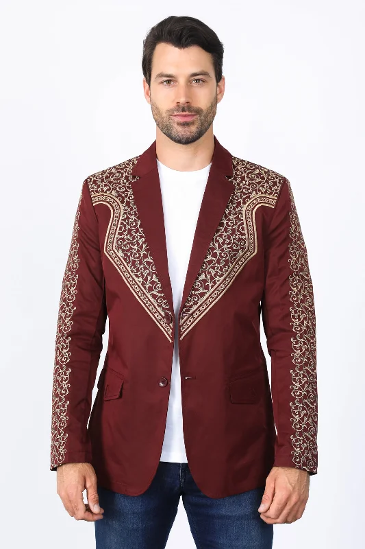 Men's breathable suit -Mens Embroidery Fashion Blazer