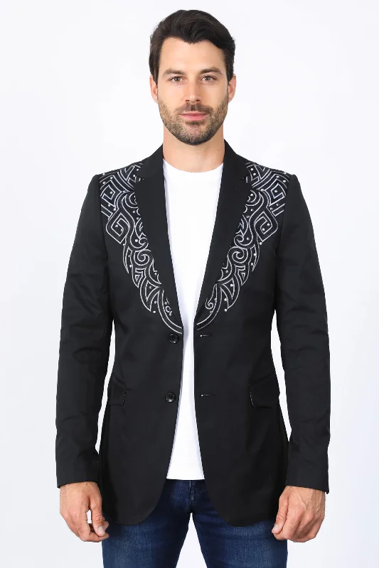 Men's suit set with trousers -Mens Embroidery Fashion Blazer