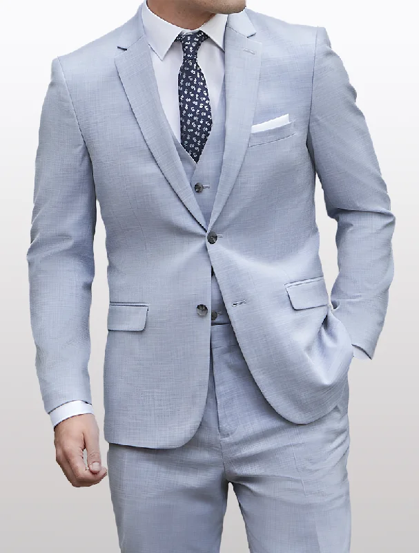 Men's coat and suit set -Men's Light Blue Suit Jacket