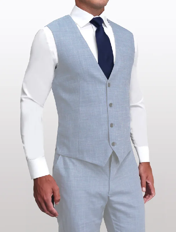 Affordable tuxedo suits for men -Men's Light Blue Suit Vest