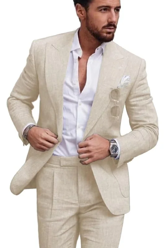 Men's business suit -Summer Casual Linen Men's Slim Fit 2 Piece Suit