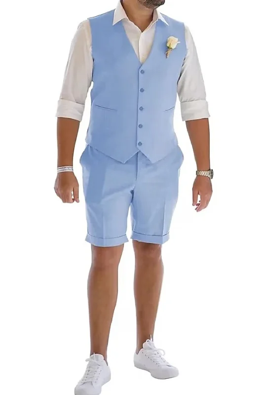 Men's suit and pocket square -Men's Linen Summer Suits 2 Piece Causal Suits Vest and Shorts Tailored Fit 2024