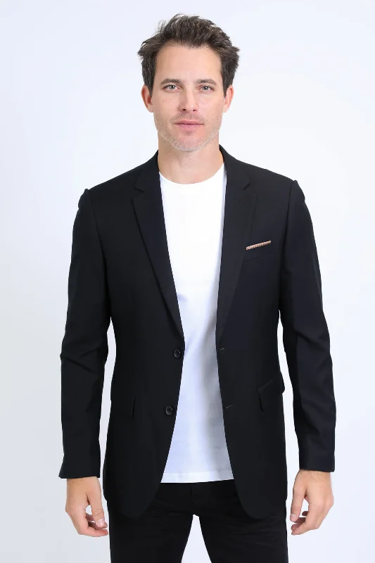 Men's vintage style suit -Mens Modern Fit Stretch Date Night Black Blazer