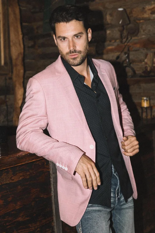 Men's blue wedding suit -Mens Modern Fit Stretch Date Night Pink Blazer