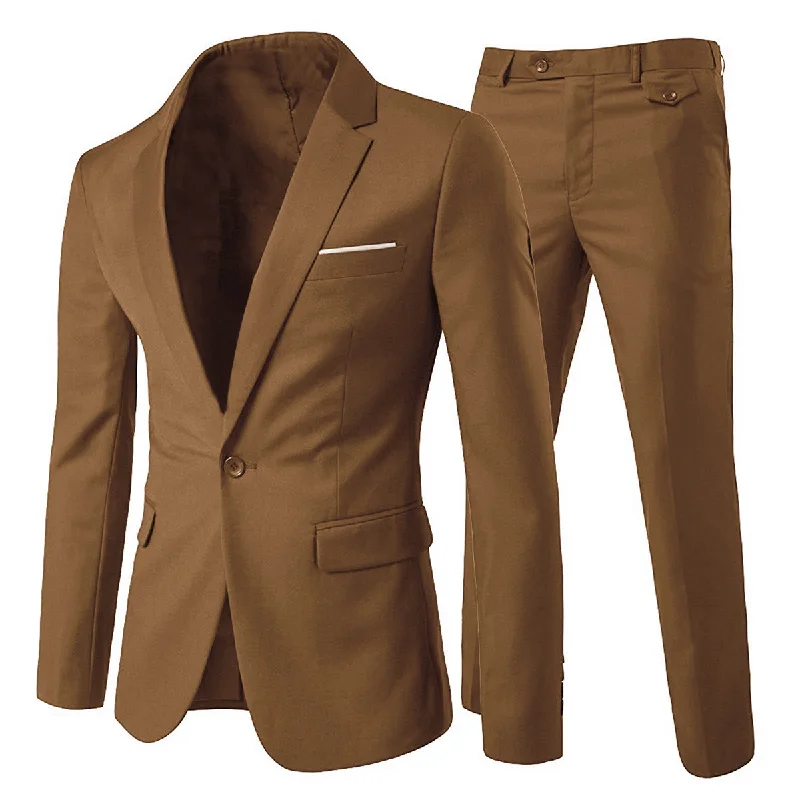 Formal wear for men -Mens Coffee 2 Piece Slim Fit One Button Suits