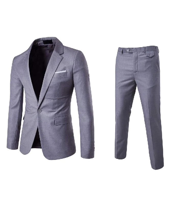 Affordable men's suits -Mens Light Grey 2 Piece Slim Fit One Button Suits