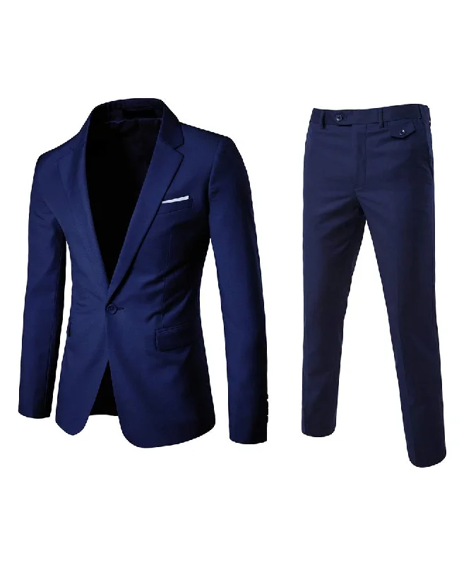 Men's business suit -Mens Navy 2 Piece Slim Fit One Button Suits