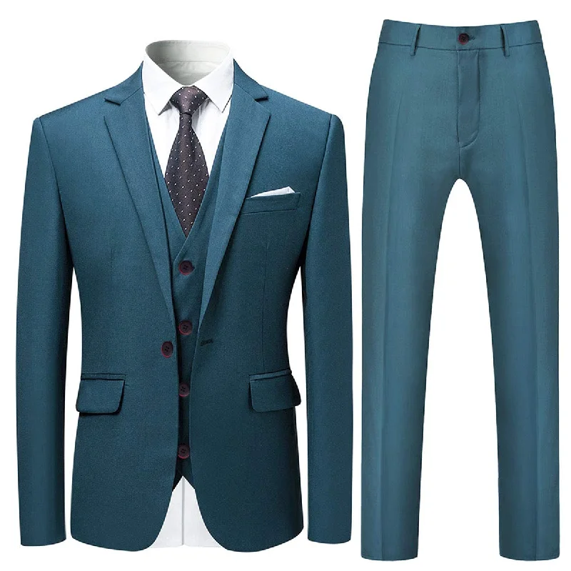 Men's tuxedo suits -YFFUSHI Mens Slim Fit Classic Fit One Button 3-Piece Suits Teal Blue