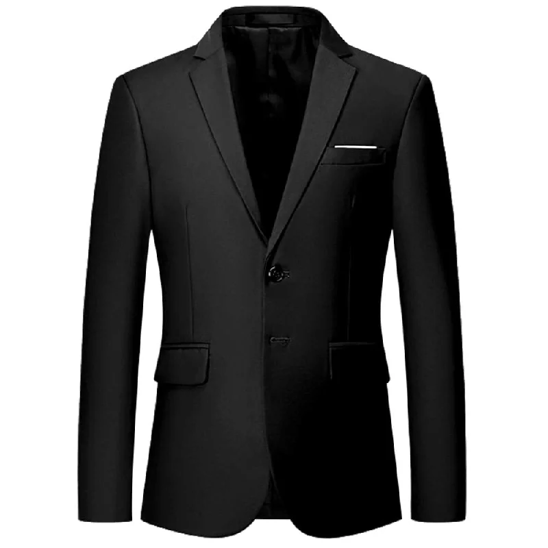 Men's light blue tuxedo -YFFUSHI Mens Slim Fit Blazer Two-Button Casual Suit Jacket Black