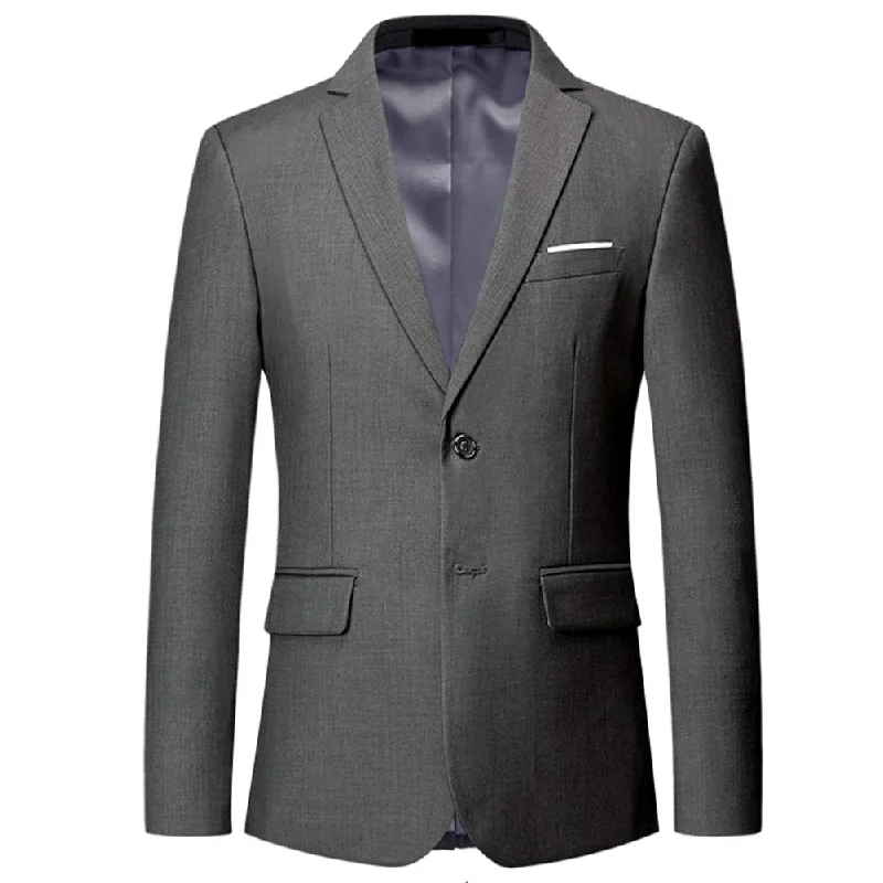 Men's checkered dinner jacket -YFFUSHI Mens Slim Fit Blazer Two-Button Casual Suit Jacket Gray