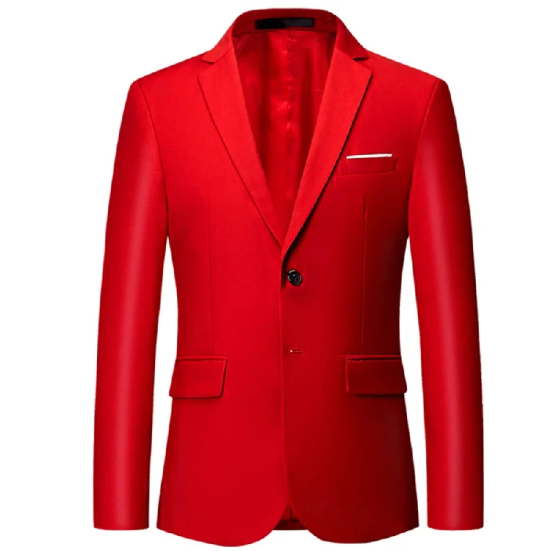 Men's formal wear tuxedo -YFFUSHI Mens Slim Fit Blazer Two-Button Casual Suit Jacket Red