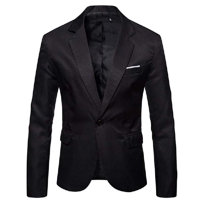 Men's luxury business suit -YFFUSHI Mens Suit Jacket 1 Button Notched Lapel Sport Coat Business Daily Blazer Black