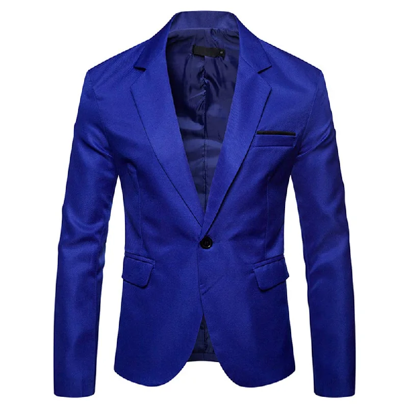 Men's lightweight business suit -YFFUSHI Mens Suit Jacket 1 Button Notched Lapel Sport Coat Business Daily Blazer Dark Blue