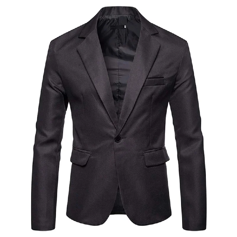 Men's slim business suit -YFFUSHI Mens Suit Jacket 1 Button Notched Lapel Sport Coat Business Daily Blazer Dark Grey