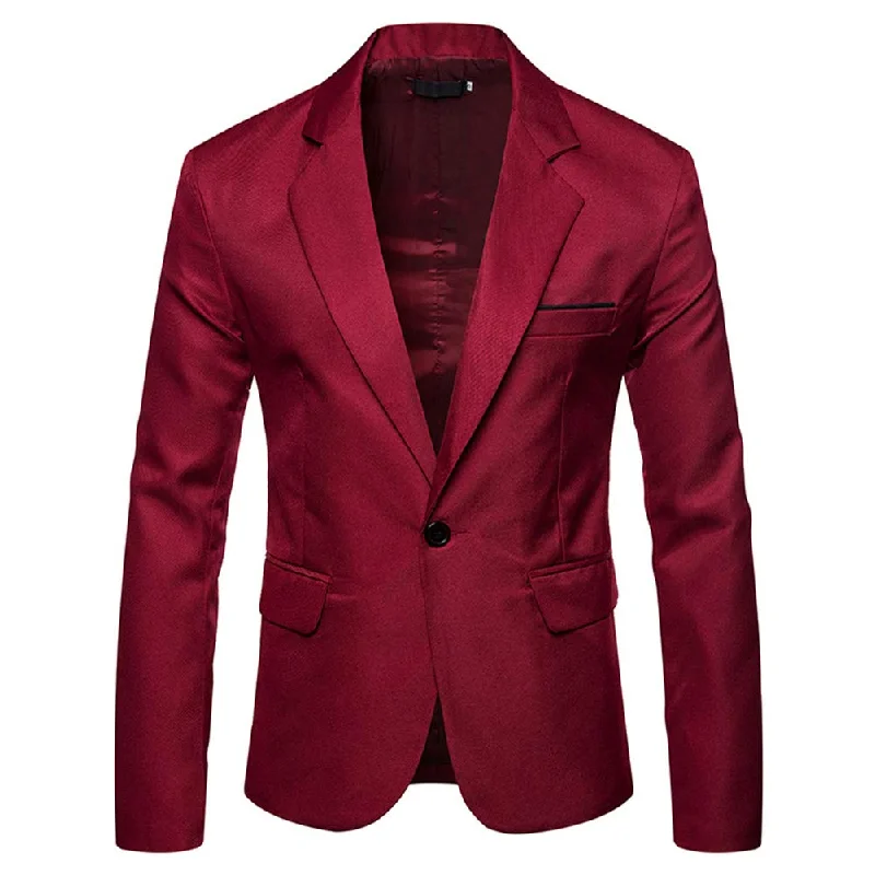 Men's dinner jacket suit -YFFUSHI Mens Suit Jacket 1 Button Notched Lapel Sport Coat Business Daily Blazer Red