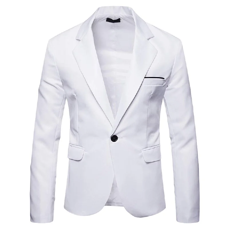 Men’s suit with blazer -YFFUSHI Mens Suit Jacket 1 Button Notched Lapel Sport Coat Business Daily Blazer White