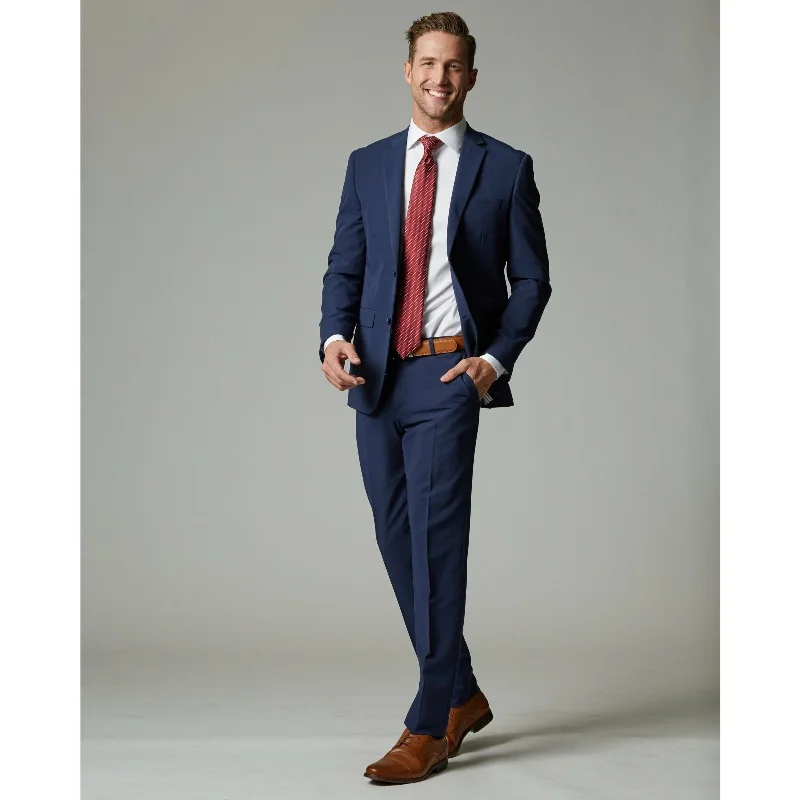 Men's trendy tuxedo suit -Navy Tempo Stretch Slim Fit Suit