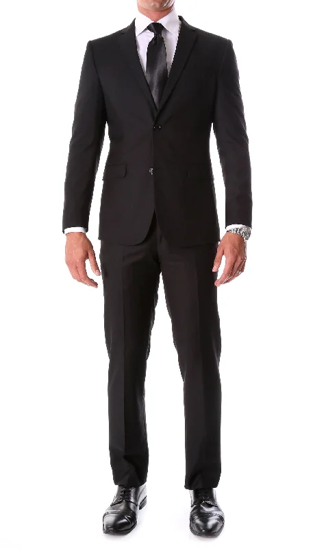 Men's embroidered suit -Oslo Black Notch Lapel 2 Piece Slim Fit Suit