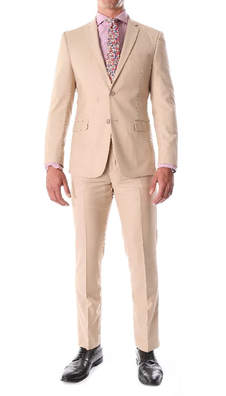 Men's fashion suit for party -Oslo Tan Notch Lapel 2 Piece Suit Slim Fit