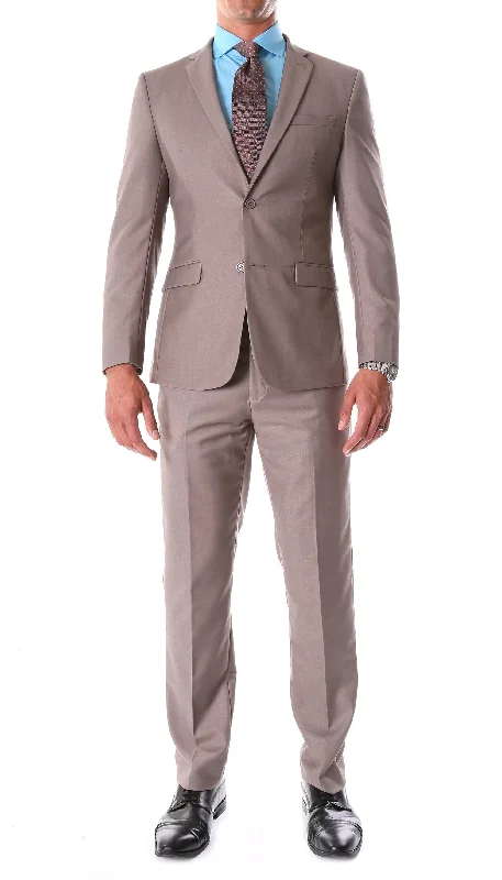 Men's off-the-rack suit -Oslo Taupe Notch Lapel 2 Piece Slim Fit Suit