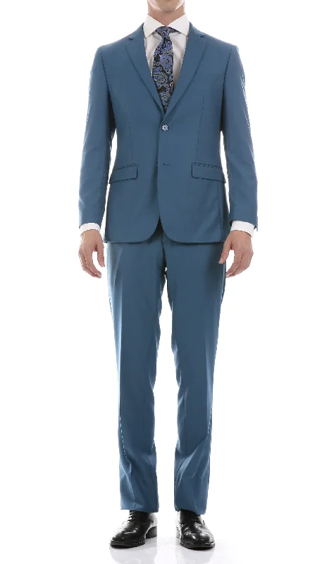 Men’s luxury wedding suit -Oslo Teal Notch Lapel 2 Piece Slim Fit Suit