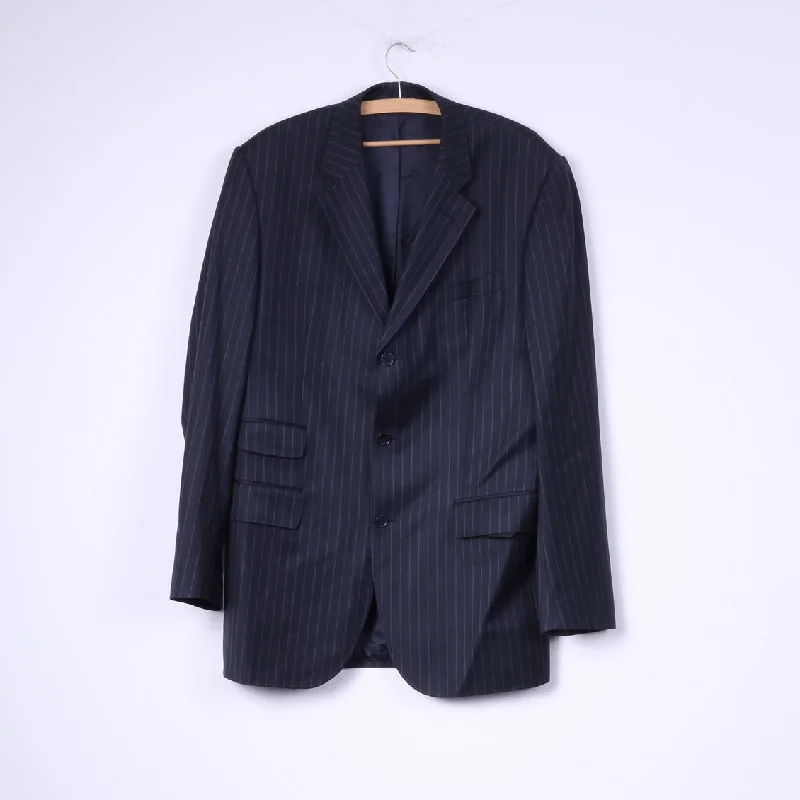 Men's formal wear tuxedo -Patrick Hellmann Collection Men 110 42 Suit Navy Striped Blazer Trousers Single Breasted Wool Jacket