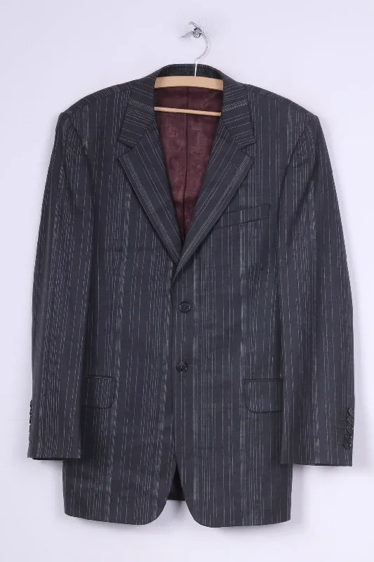 Men's suit for work -Paul Smith London Mens 38 Blazer Striped Dark Grey Single Breasted Wool