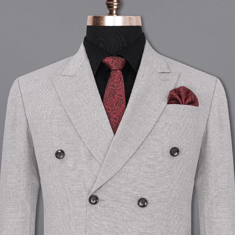 Men's formal wear tuxedo -Pearl Slate Gray Double Breasted Blazer