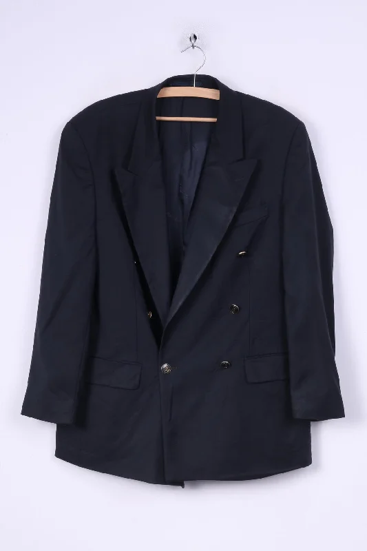 Men's business suit -Pierre Cardin Mens 40 S Blazer Jacket Navy Classic Collection Double Breasted Wool